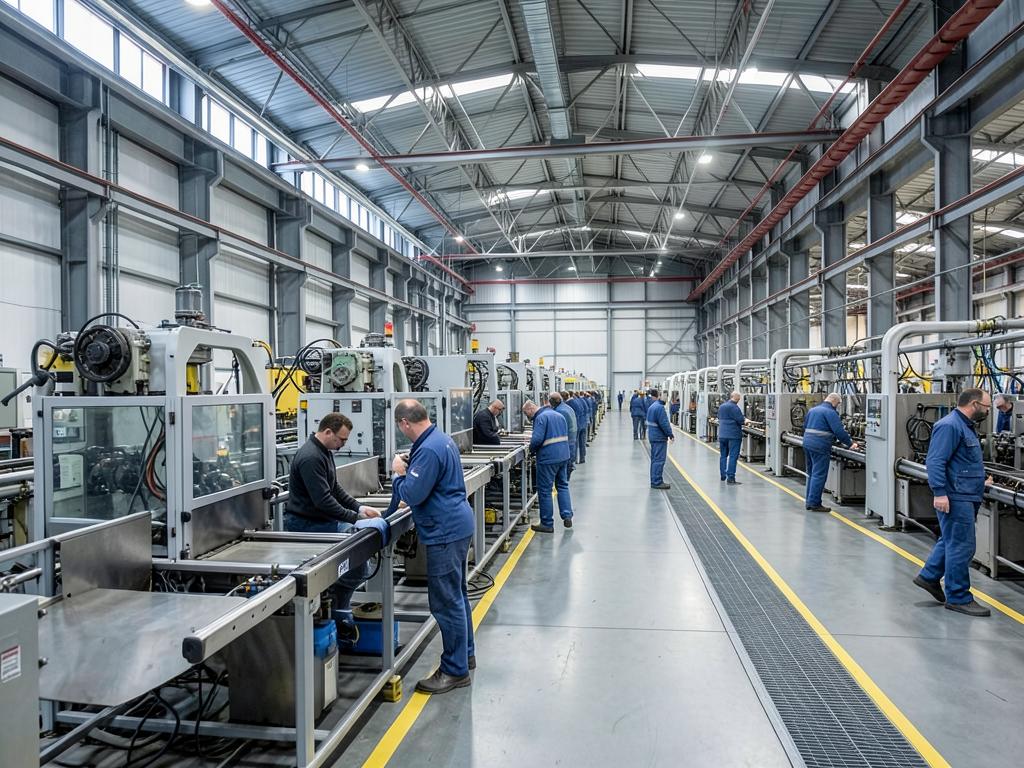 Linha de produção industrial em operação